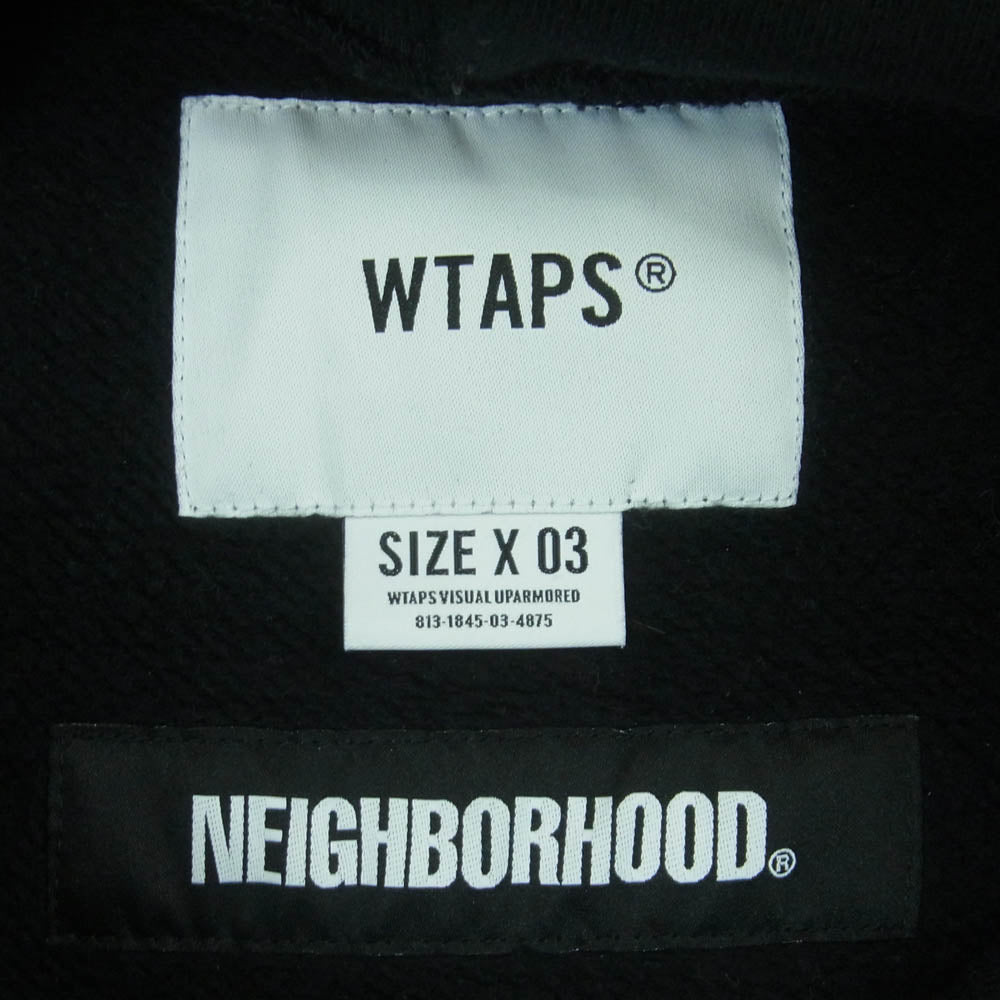 WTAPS ダブルタップス 19AW 192ATNHD-CSM03S NEIGHBORHOOD ネイバーフッド RIPPER HOODED SWEATSHIRT バックプリント プルオーバー パーカー フーディ ブラック系 03【中古】