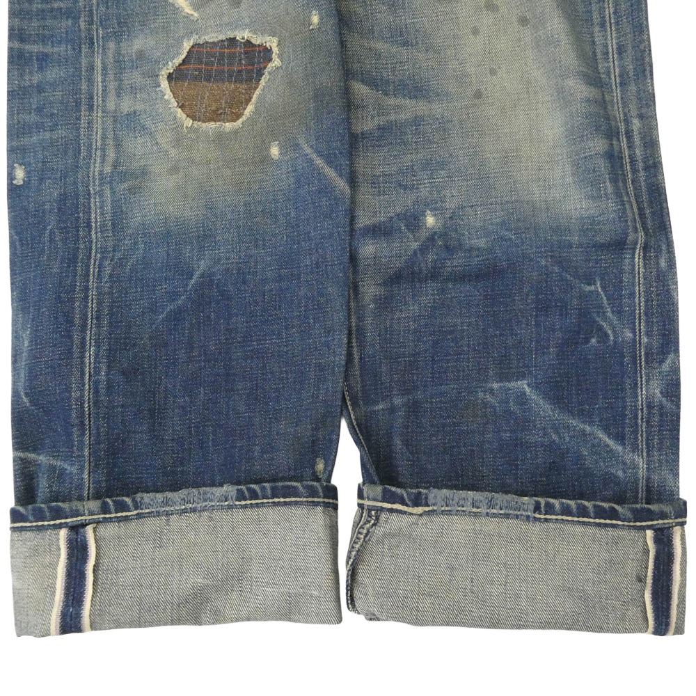 Supreme シュプリーム DCSP-PT-01 【フェイクバスターズ鑑定済】 × NEIGHBORHOOD ネイバーフッド SAVEGE DENIM BASIC STRAIGHT リペア加工 サベージ デニム パンツ ベーシックストリート インディゴブルー系 S【中古】