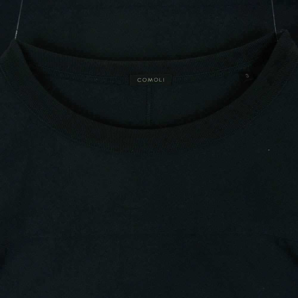 COMOLI コモリ 21SS T01-05005 フットボール 長袖 Tシャツ カットソー 日本製 ブラック系 3【中古】