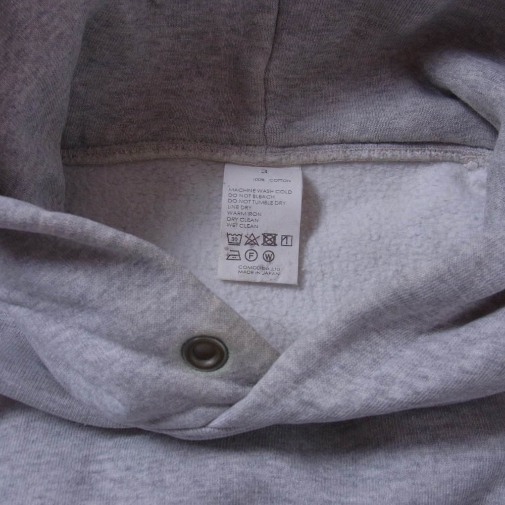 COMOLI コモリ 21AW U03-05002 コットン 吊裏毛 プルオーバー パーカー フーディー グレー系 3【中古】