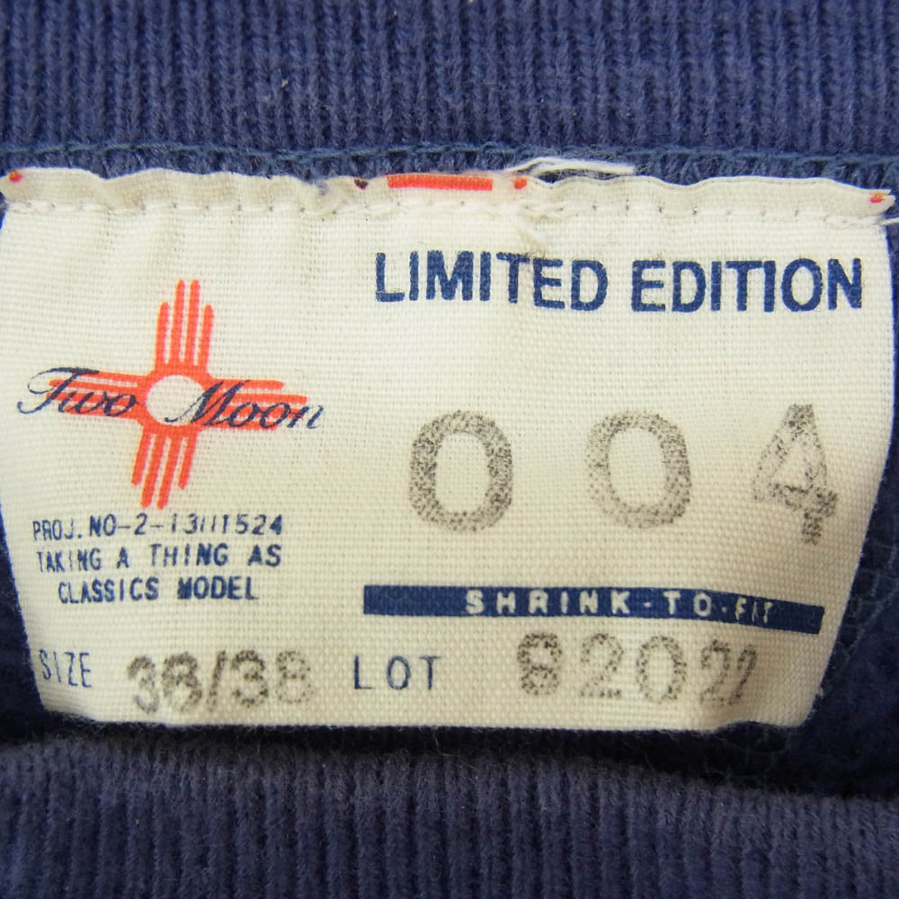 TWO MOON トゥームーン 92022 両V 丸胴 クルーネック スウェット ブルー ネイビー系 36【中古】