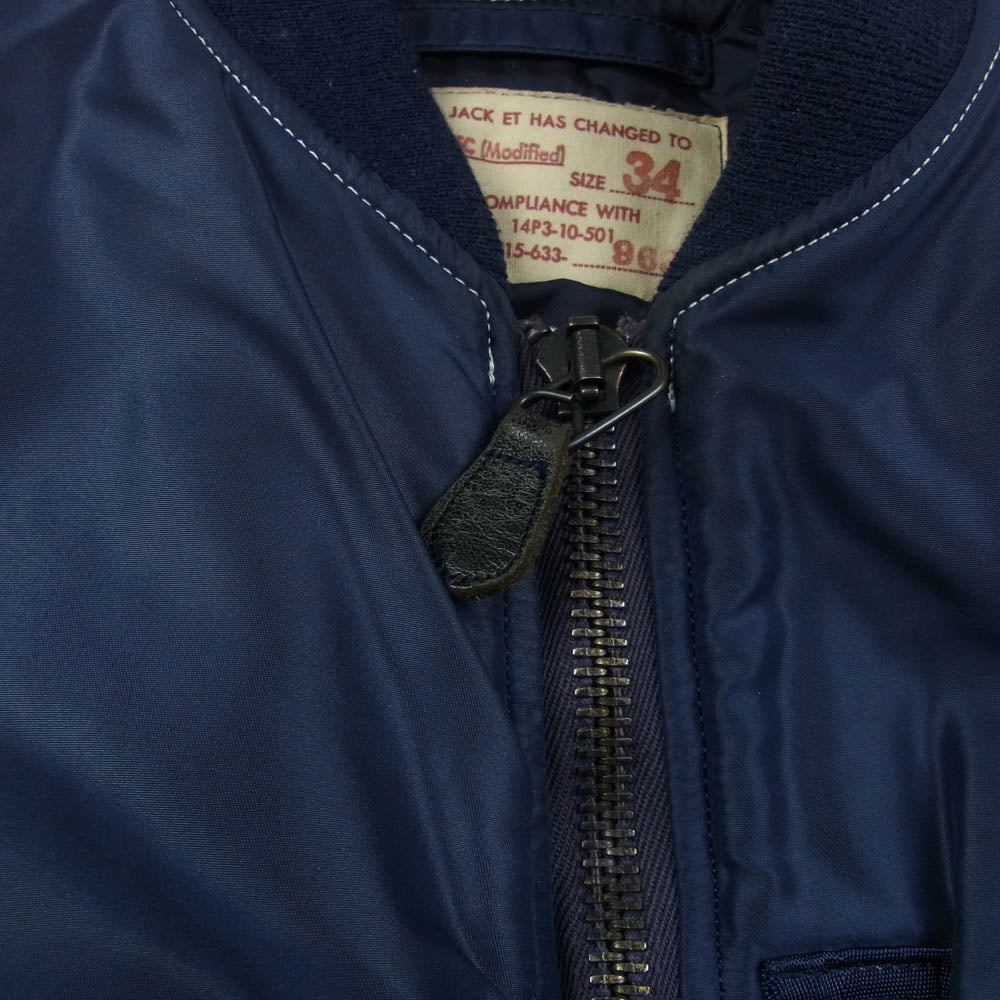 The REAL McCOY'S ザリアルマッコイズ TYPE B-15C MODIFIED モディファイド ミリタリー フライト ジャケット ネイビー系 34【中古】