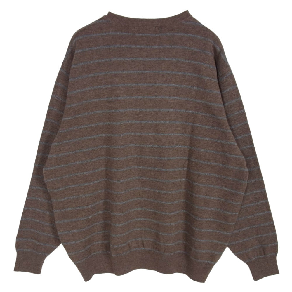 HYSTERIC GLAMOUR ヒステリックグラマー 24AW 02243NS14 GLAMOUR VIXEN GIRL ビクセンガール ワッペン ボーダー ニット セーター ブラウン系 XL【新古品】【未使用】【中古】