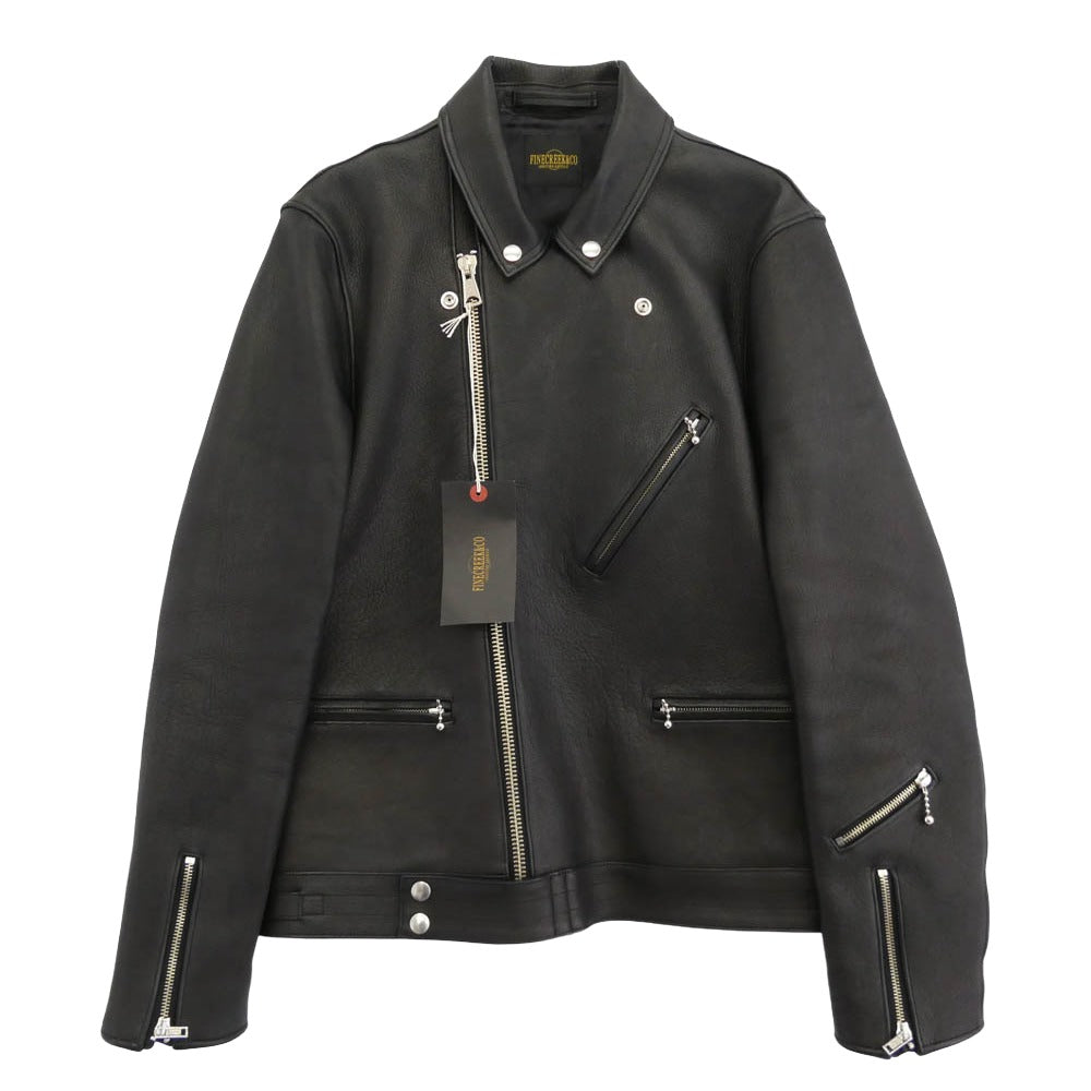 FINE CREEK LEATHERS ファインクリークレザー CLUBMAN クラブマン ディアスキン ダブル ライダース レザー ジャケット ブラック系 40【極上美品】【中古】