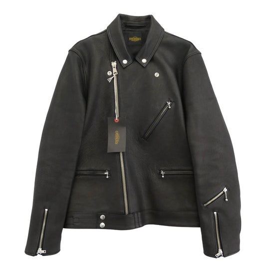 FINE CREEK LEATHERS ファインクリークレザー CLUBMAN クラブマン ディアスキン ダブル ライダース レザー ジャケット ブラック系 40【極上美品】【中古】