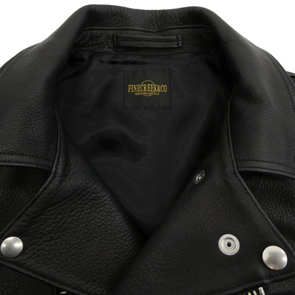 FINE CREEK LEATHERS ファインクリークレザー CLUBMAN クラブマン ディアスキン ダブル ライダース レザー ジャケット ブラック系 40【極上美品】【中古】