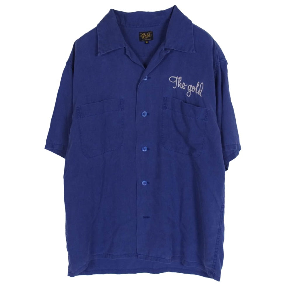 GOLD ゴールド GL35752 Rayon Bowling Shirt レーヨン ボーリング 半袖 シャツ ブルー系 M【中古】