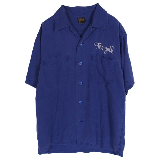GOLD ゴールド GL35752 Rayon Bowling Shirt レーヨン ボーリング 半袖 シャツ ブルー系 M【中古】