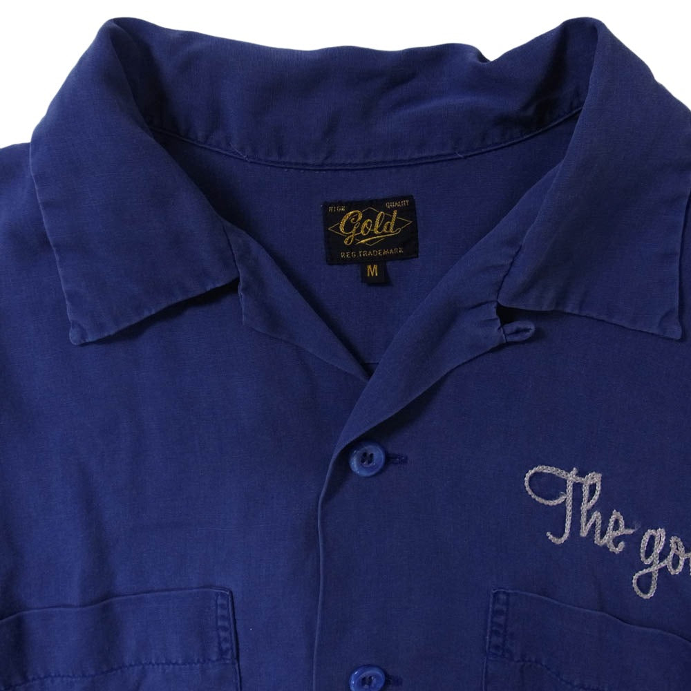 GOLD ゴールド GL35752 Rayon Bowling Shirt レーヨン ボーリング 半袖 シャツ ブルー系 M【中古】