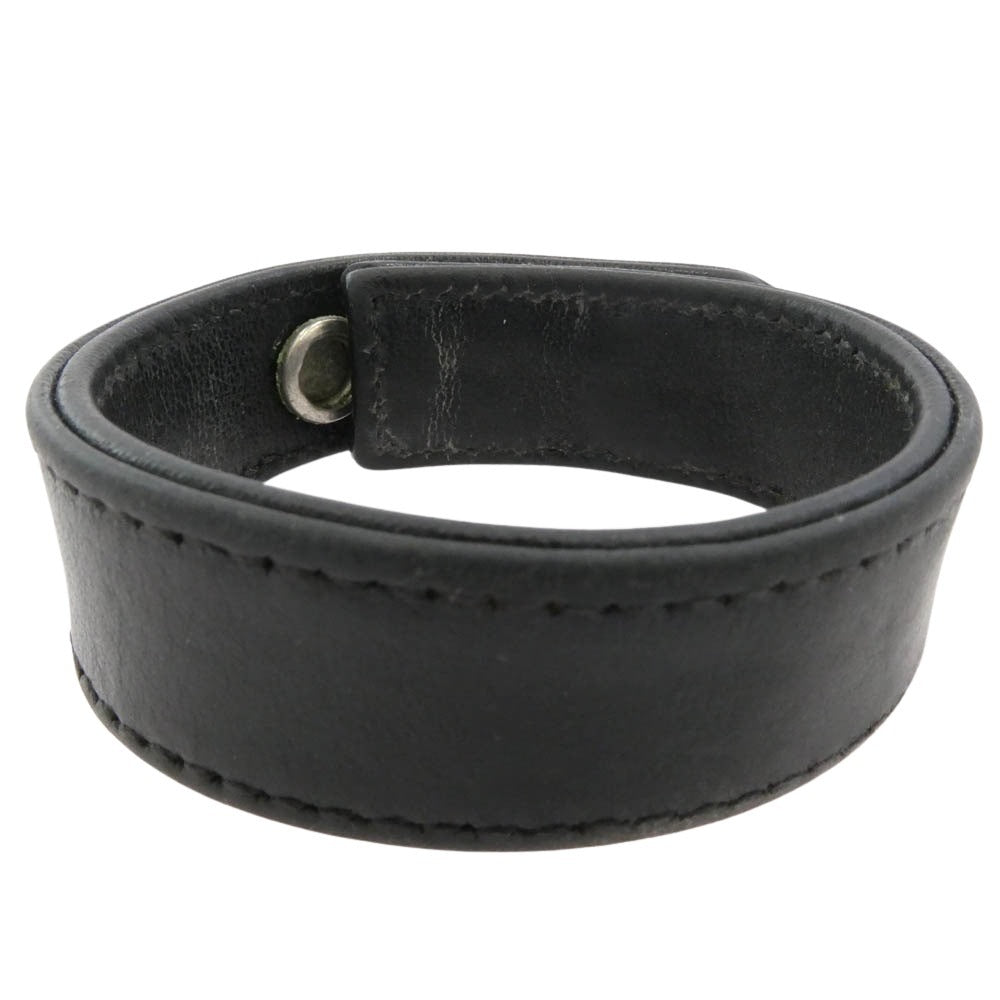 CHROME HEARTS クロムハーツ（原本無） 3BTN 2SNP クロスボール 3ボタン2スナップ レザーブレスレット ブラック系 シルバー系【中古】