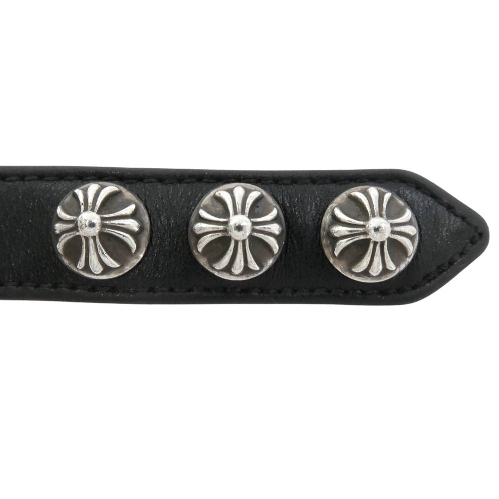 CHROME HEARTS クロムハーツ（原本無） 3BTN 2SNP クロスボール 3ボタン2スナップ レザーブレスレット ブラック系 シルバー系【中古】