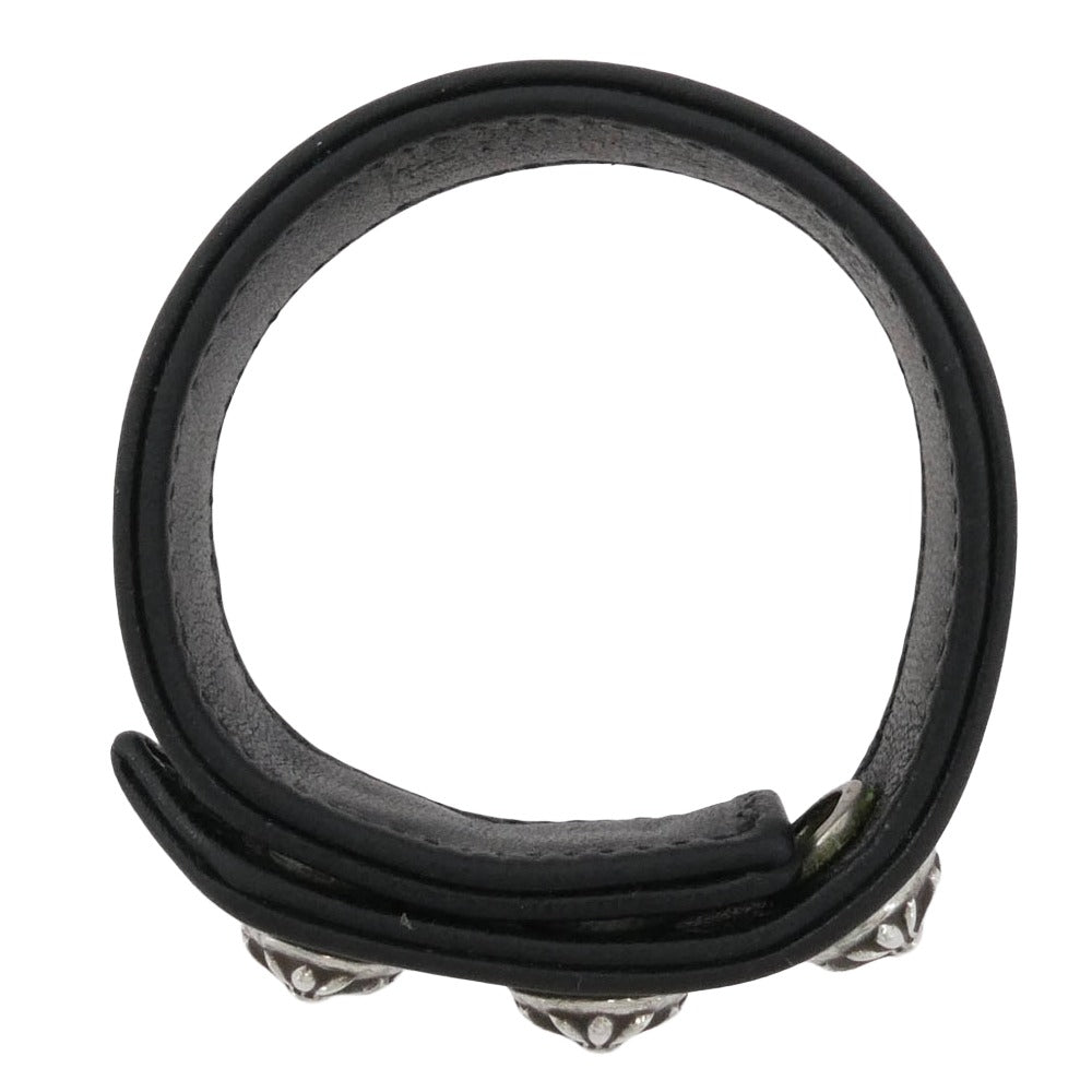 CHROME HEARTS クロムハーツ（原本無） 3BTN 2SNP クロスボール 3ボタン2スナップ レザーブレスレット ブラック系 シルバー系【中古】