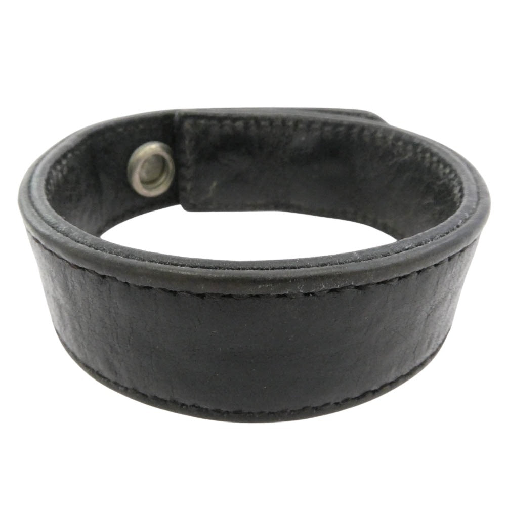 CHROME HEARTS クロムハーツ（原本無） 3BTN 2SNP クロスボール 3ボタン2スナップ レザーブレスレット ブラック系 シルバー系【中古】