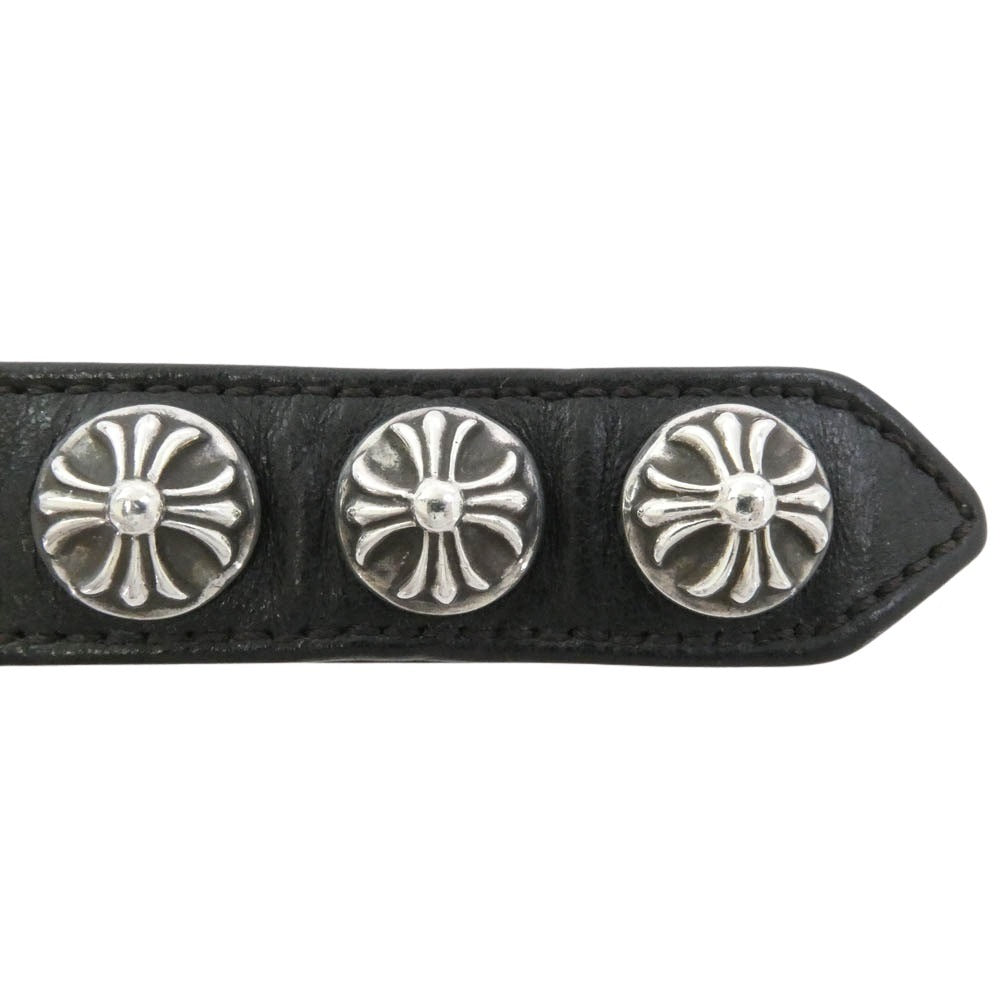 CHROME HEARTS クロムハーツ（原本無） 3BTN 2SNP クロスボール 3ボタン2スナップ レザーブレスレット ブラック系 シルバー系【中古】