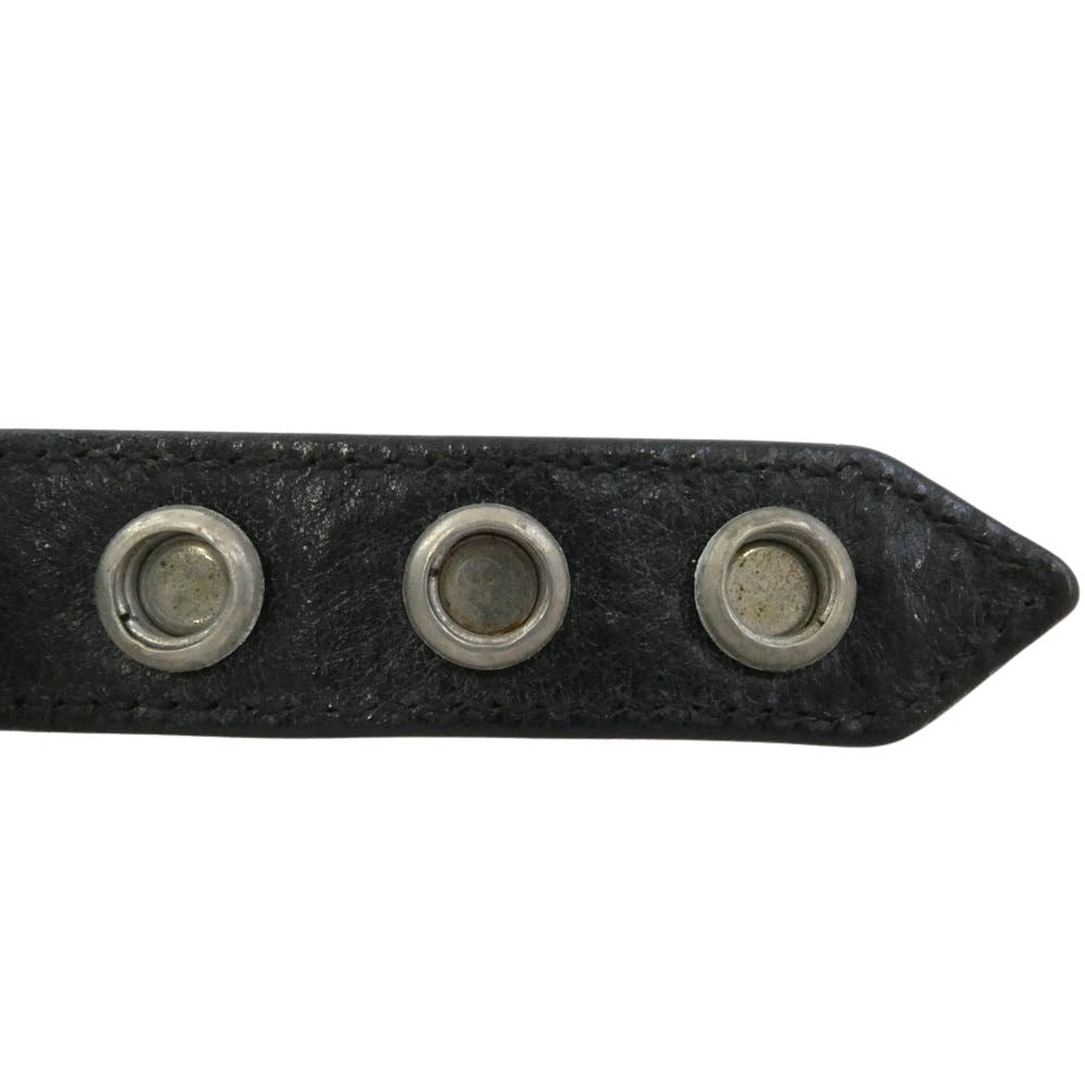 CHROME HEARTS クロムハーツ（原本無） 3BTN 2SNP クロスボール 3ボタン2スナップ レザーブレスレット ブラック系 シルバー系【中古】