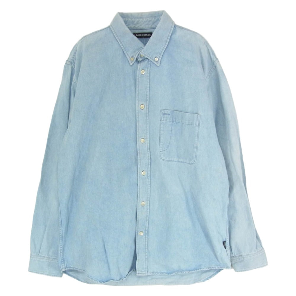 BALENCIAGA バレンシアガ 19SS 557573 TYE24 Back Logo Denim Shirt バックロゴ オーバーサイズ 長袖 デニム シャツ インディゴブルー系 37【中古】