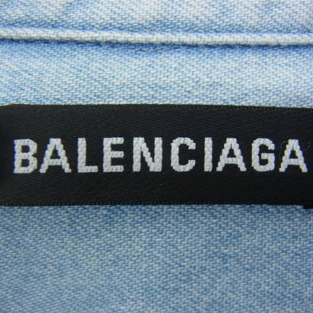 BALENCIAGA バレンシアガ 19SS 557573 TYE24 Back Logo Denim Shirt バックロゴ オーバーサイズ 長袖 デニム シャツ インディゴブルー系 37【中古】