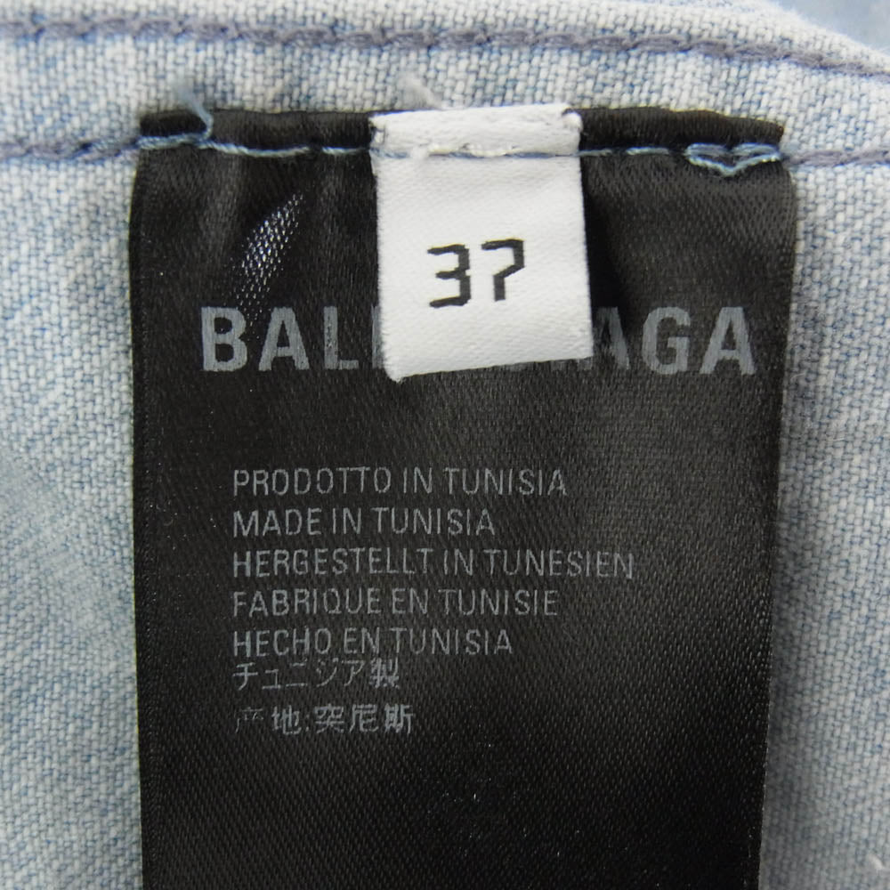BALENCIAGA バレンシアガ 19SS 557573 TYE24 Back Logo Denim Shirt バックロゴ オーバーサイズ 長袖 デニム シャツ インディゴブルー系 37【中古】