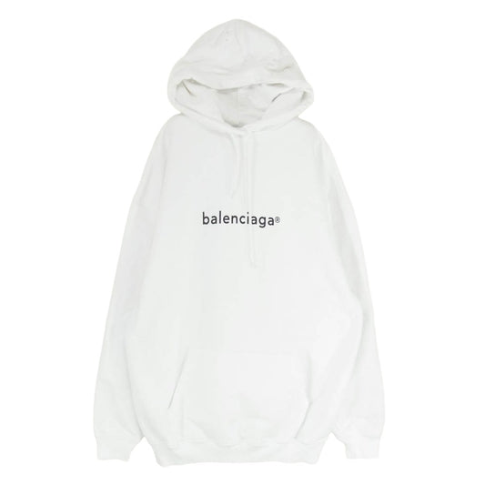 BALENCIAGA バレンシアガ 20AW 578135 TIV55 MEDIUM FIT HOODIE プリント コピーライトロゴ オーバーサイズ スウェット パーカー フーディー ホワイト系 XS【中古】