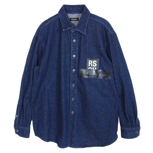 RAF SIMONS ラフシモンズ 17SS 10032-00044 CARRY OVER DENIM SHIRT ロゴパッチ デニムシャツ インディゴブルー系 M【中古】