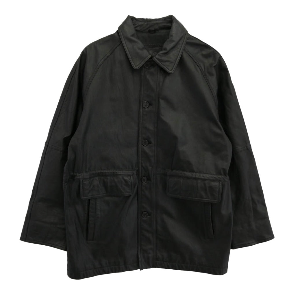 エーエスレザーウェア AS LEATHER WEAR 牛革 レザー カーコート ジャケット ブラック系 M【中古】