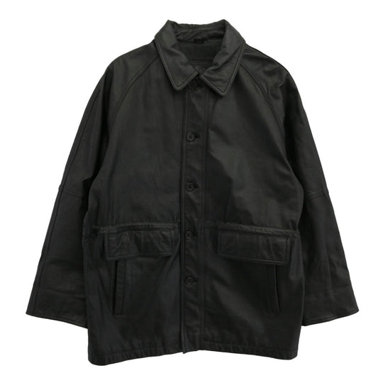 エーエスレザーウェア AS LEATHER WEAR 牛革 レザー カーコート ジャケット ブラック系 M【中古】