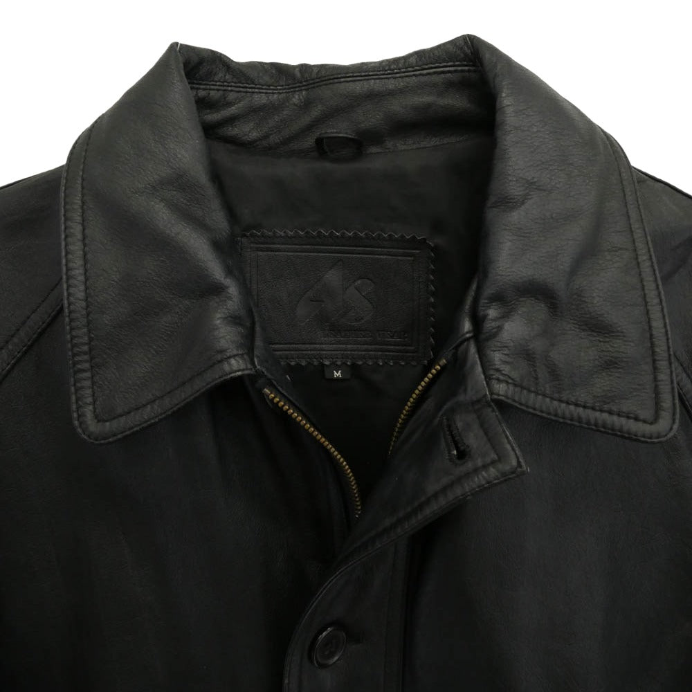 エーエスレザーウェア AS LEATHER WEAR 牛革 レザー カーコート ジャケット ブラック系 M【中古】
