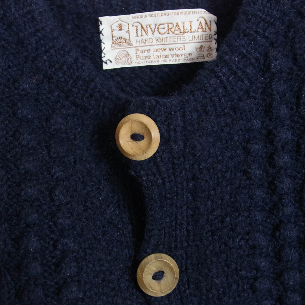 INVERALLAN インバーアラン 4A GOLFER 茶タグ ハンドニット カーディガン ネイビー系 表記なし【中古】
