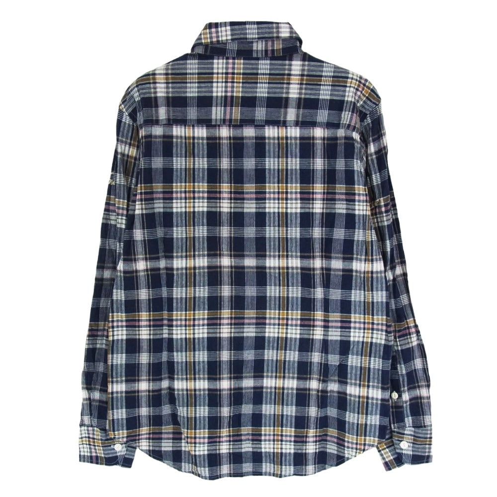 TMT ティーエムティー 23SS TSH-S23SP05 MADRAS CHECK SHIRTS マドラス チェック 長袖 シャツ ネイビー系 L【中古】