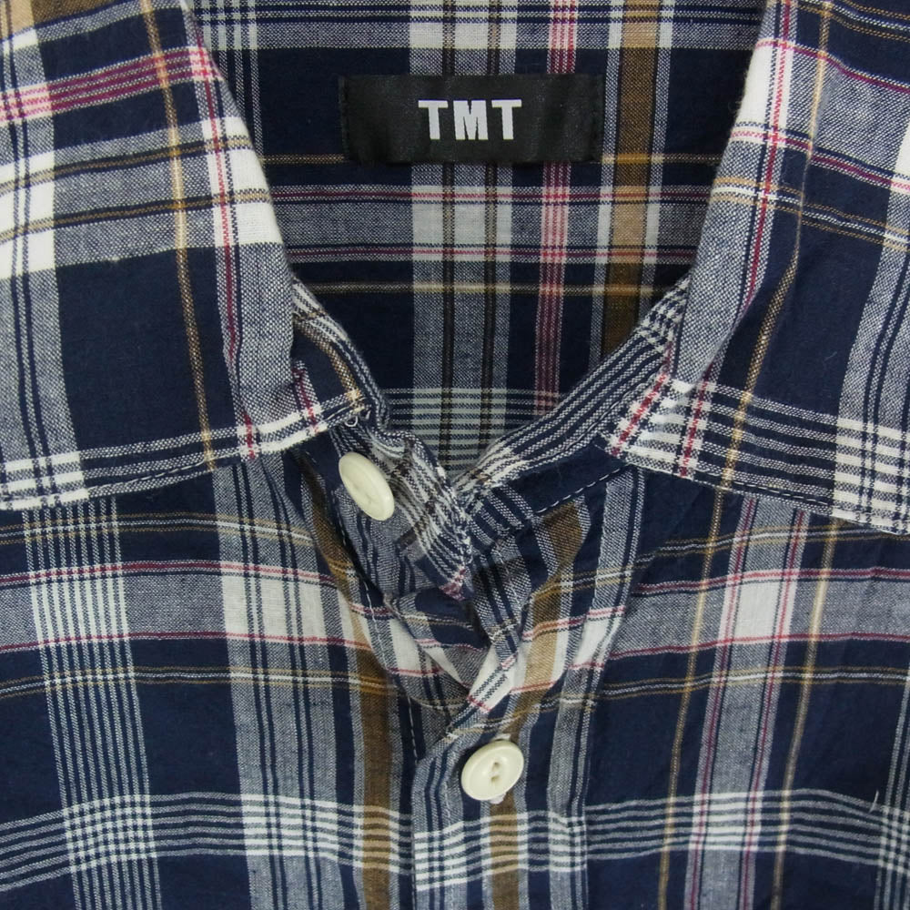 TMT ティーエムティー 23SS TSH-S23SP05 MADRAS CHECK SHIRTS マドラス チェック 長袖 シャツ ネイビー系 L【中古】