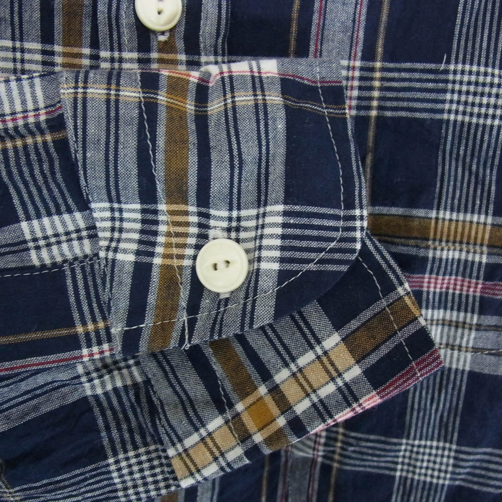 TMT ティーエムティー 23SS TSH-S23SP05 MADRAS CHECK SHIRTS マドラス チェック 長袖 シャツ ネイビー系 L【中古】