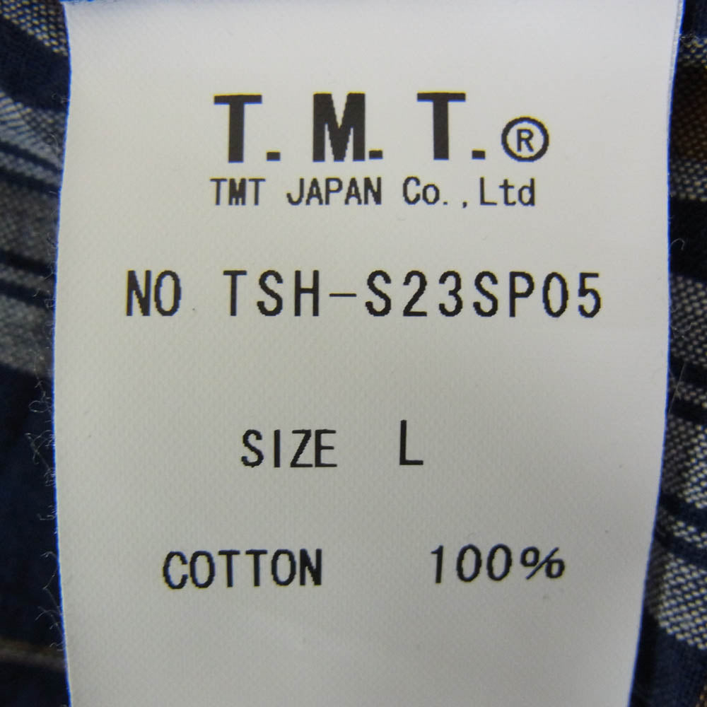 TMT ティーエムティー 23SS TSH-S23SP05 MADRAS CHECK SHIRTS マドラス チェック 長袖 シャツ ネイビー系 L【中古】