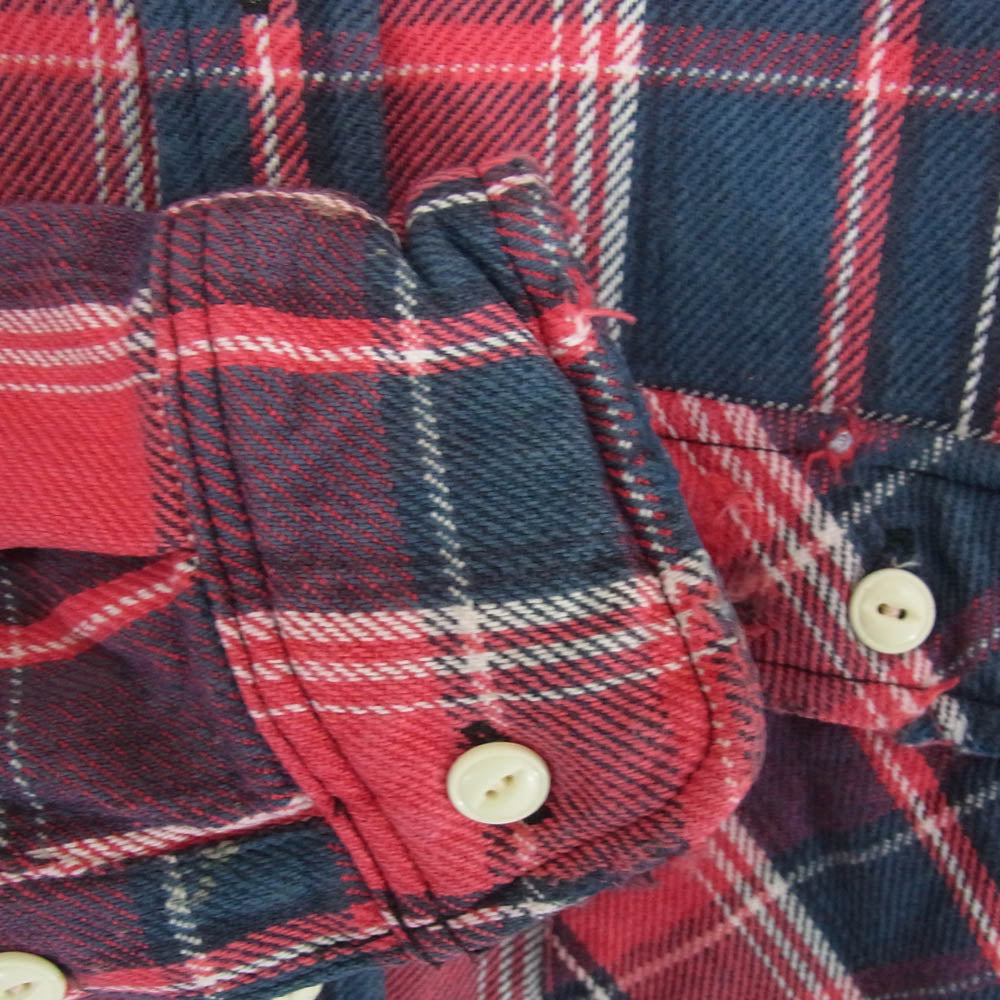TMT ティーエムティー 22AW TSH-F2203 VINTAGE W-FACE PLAID SHIRTS チェック ネル 長袖 シャツ レッド系 L【中古】