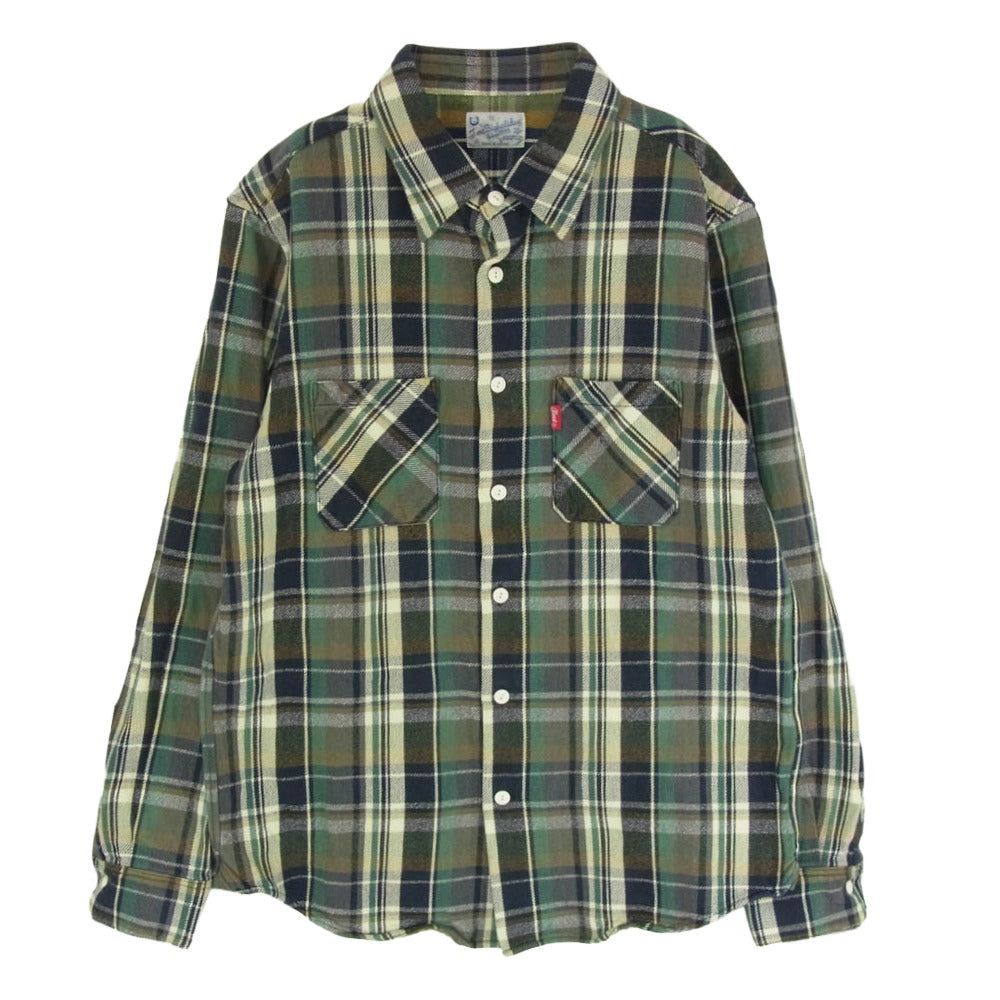 TMT ティーエムティー 22AW TSH-F2202 コットン チェック ネル 長袖 シャツ グリーン系 L【中古】