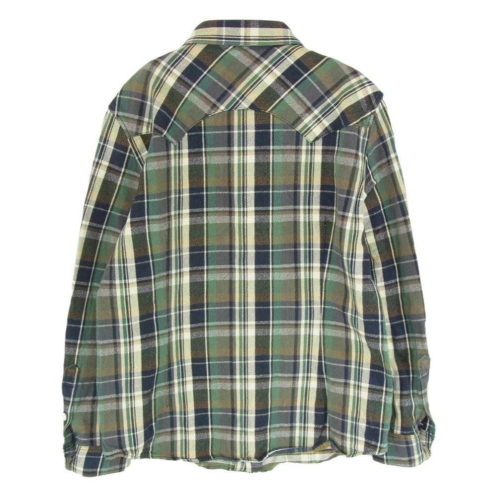 TMT ティーエムティー 22AW TSH-F2202 コットン チェック ネル 長袖 シャツ グリーン系 L【中古】
