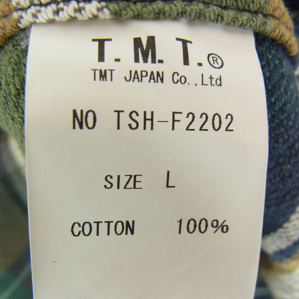 TMT ティーエムティー 22AW TSH-F2202 コットン チェック ネル 長袖 シャツ グリーン系 L【中古】