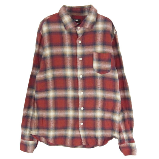 TMT ティーエムティー 20AW TSH-F2004 HERRINGBONE OMBRE PLAID SHIRTS 長袖 シャツ レッド系 L【中古】