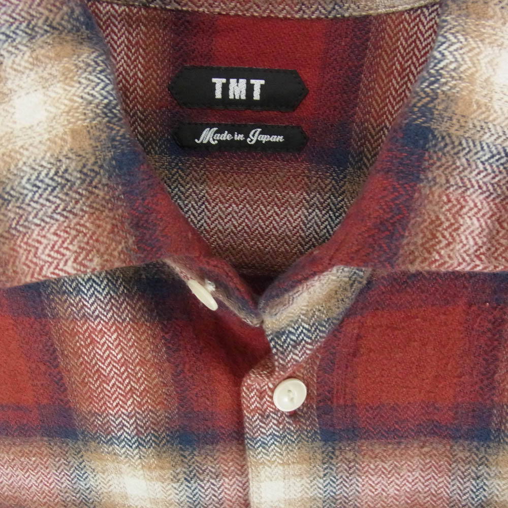 TMT ティーエムティー 20AW TSH-F2004 HERRINGBONE OMBRE PLAID SHIRTS 長袖 シャツ レッド系 L【中古】