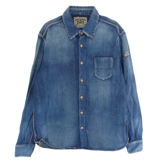TMT ティーエムティー TSH-F2001 HQ DENIM SHIRTS デニム 長袖 シャツ インディゴブルー系 L【中古】