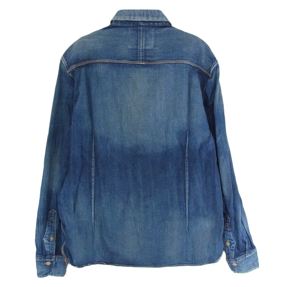 TMT ティーエムティー TSH-F2001 HQ DENIM SHIRTS デニム 長袖 シャツ インディゴブルー系 L【中古】