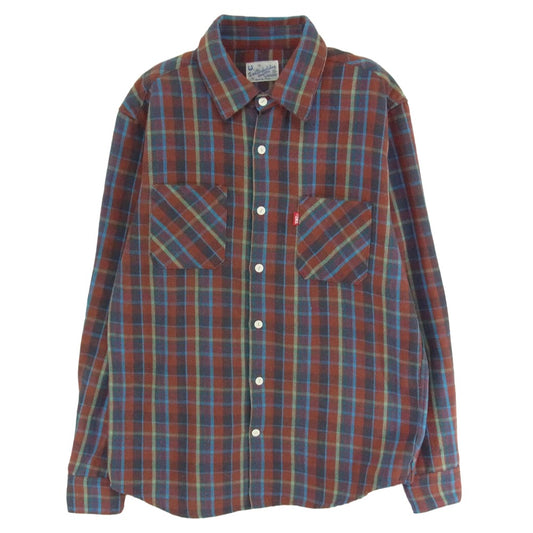 TMT ティーエムティー 23AW TSH-F2310 Heavy flannel Check Shirts ヘビー フランネル チェック 長袖 シャツ レッド系 L【中古】