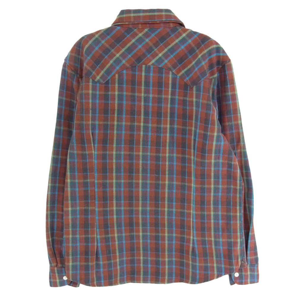 TMT ティーエムティー 23AW TSH-F2310 Heavy flannel Check Shirts ヘビー フランネル チェック 長袖 シャツ レッド系 L【中古】