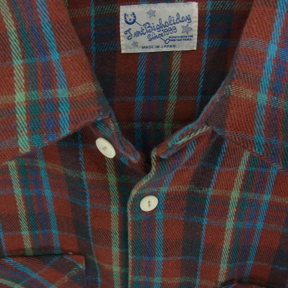 TMT ティーエムティー 23AW TSH-F2310 Heavy flannel Check Shirts ヘビー フランネル チェック 長袖 シャツ レッド系 L【中古】