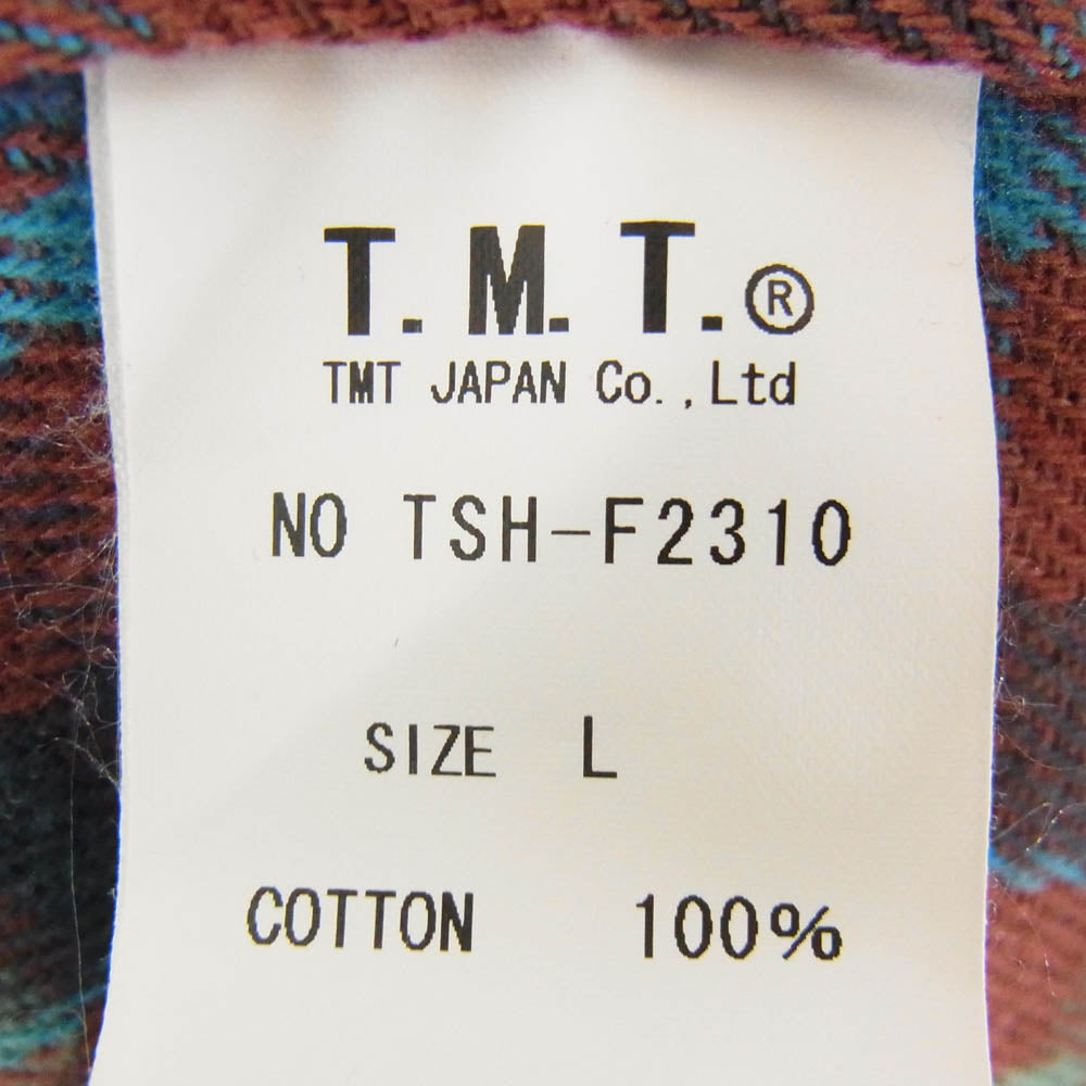TMT ティーエムティー 23AW TSH-F2310 Heavy flannel Check Shirts ヘビー フランネル チェック 長袖 シャツ レッド系 L【中古】