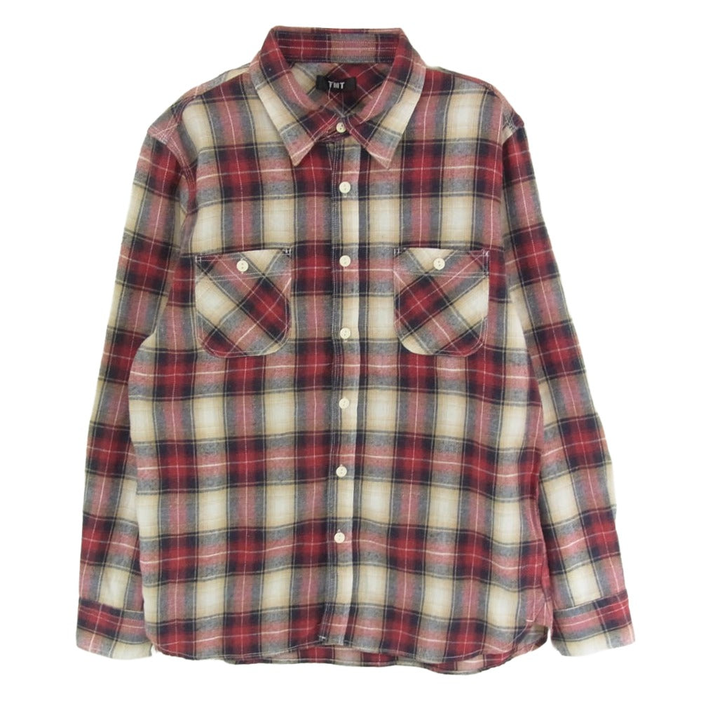 TMT ティーエムティー 23AW TSH-F2308 WOOLY PLAID SHIRTS ウーリー ワーク チェック 長袖 シャツ レッド系 L【中古】