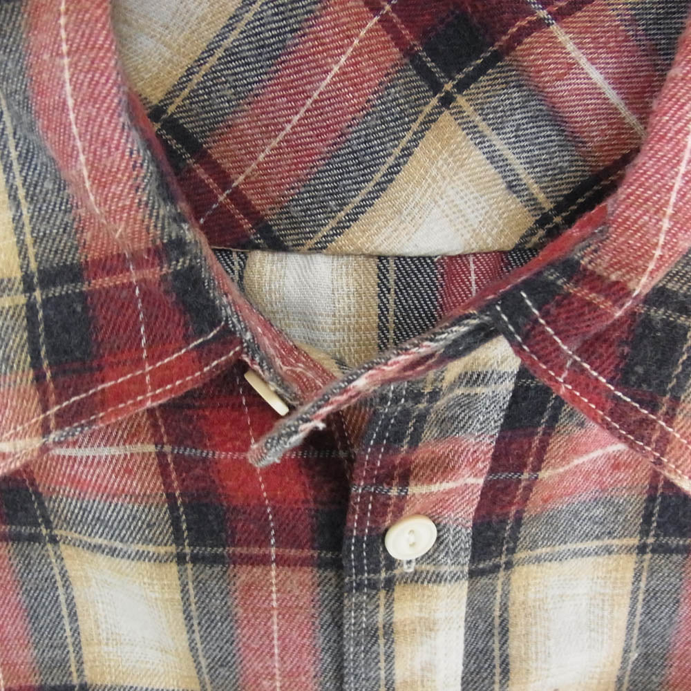 TMT ティーエムティー 23AW TSH-F2308 WOOLY PLAID SHIRTS ウーリー ワーク チェック 長袖 シャツ レッド系 L【中古】