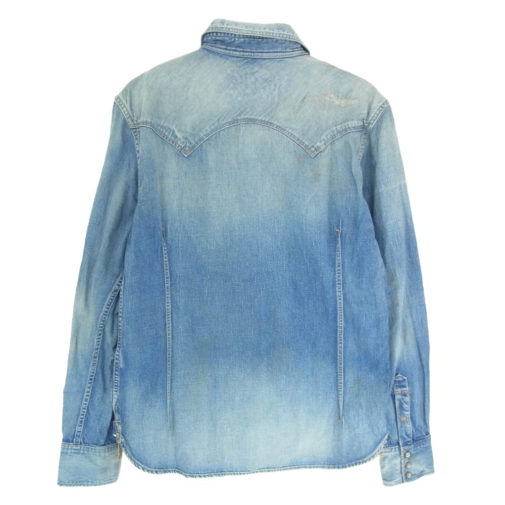 TMT ティーエムティー 18SS TSH-S18SP02 REVIVAL CRUSH DENIM SHIRT リバイバル クラッシュ デニム 長袖 シャツ インディゴブルー系 L【中古】