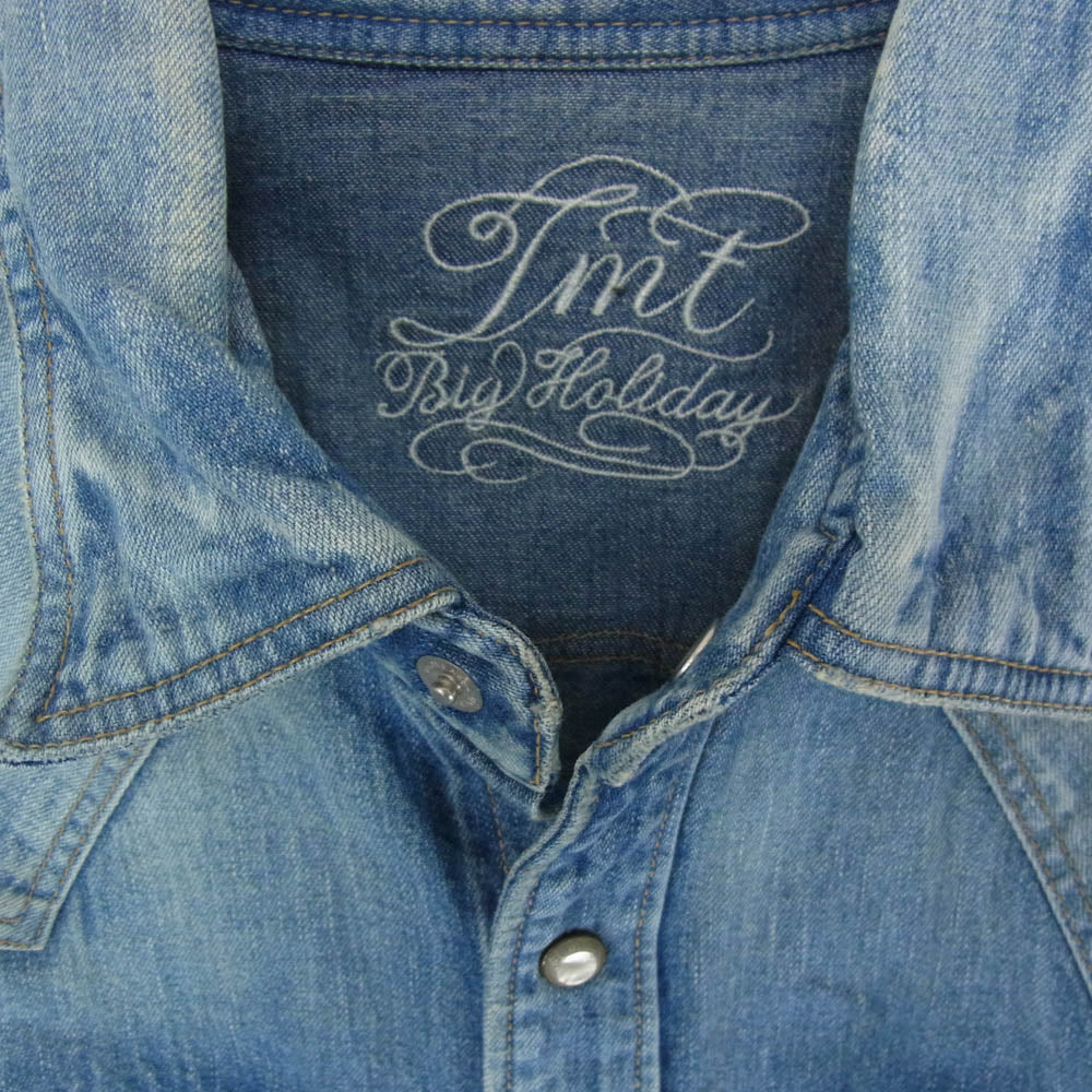 TMT ティーエムティー 18SS TSH-S18SP02 REVIVAL CRUSH DENIM SHIRT リバイバル クラッシュ デニム 長袖 シャツ インディゴブルー系 L【中古】