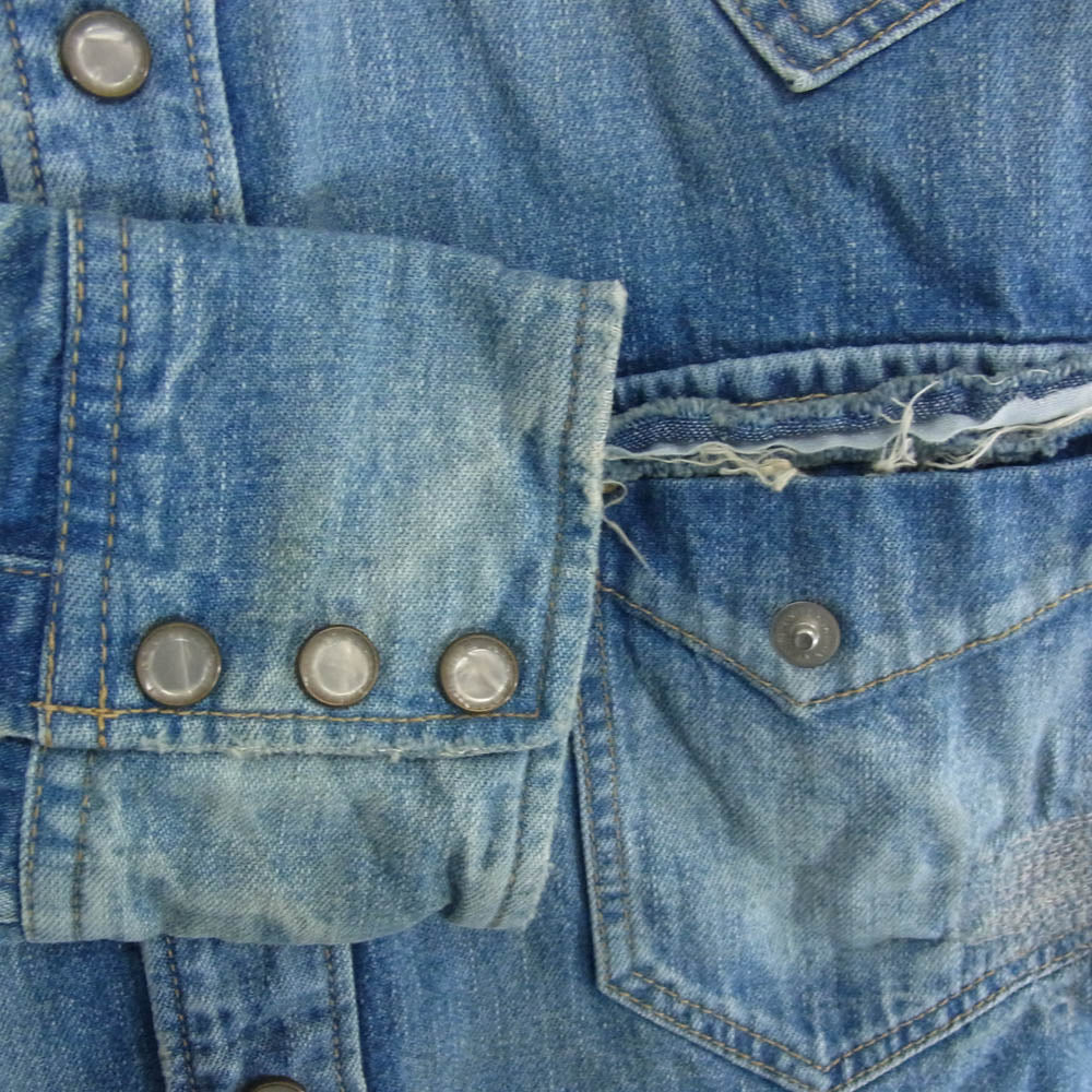 TMT ティーエムティー 18SS TSH-S18SP02 REVIVAL CRUSH DENIM SHIRT リバイバル クラッシュ デニム 長袖 シャツ インディゴブルー系 L【中古】