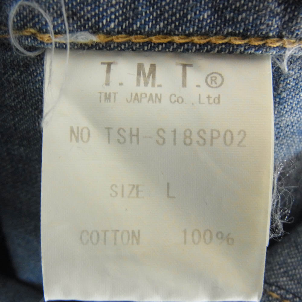 TMT ティーエムティー 18SS TSH-S18SP02 REVIVAL CRUSH DENIM SHIRT リバイバル クラッシュ デニム 長袖 シャツ インディゴブルー系 L【中古】